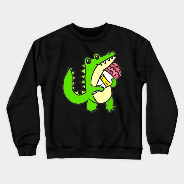 Crocodile animal motif alligator animal welfare for children Crewneck Sweatshirt by KK-Royal